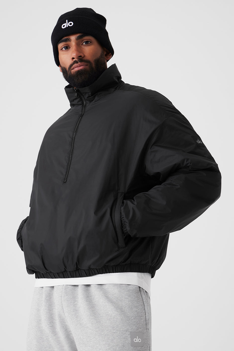 Latitude Light Weight 1/2 Zip Pullover Jacket - Black