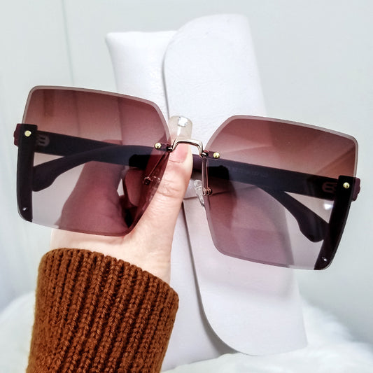 Casual Shiny Rimless Fashion Sunglasses For Women