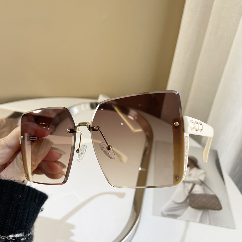 Casual Shiny Rimless Fashion Sunglasses For Women