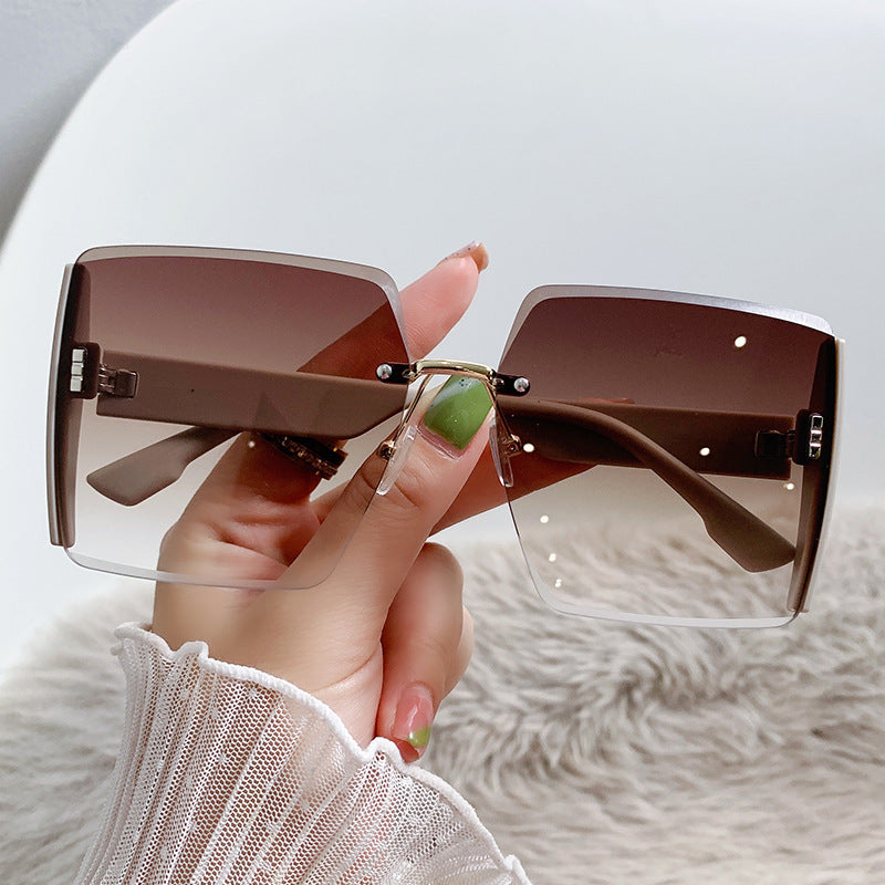 Women's Stylish Cut Edge Rimless Outdoor Sunglasses