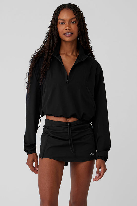 1/4 Zip Cropped In The Lead Coverup - Black