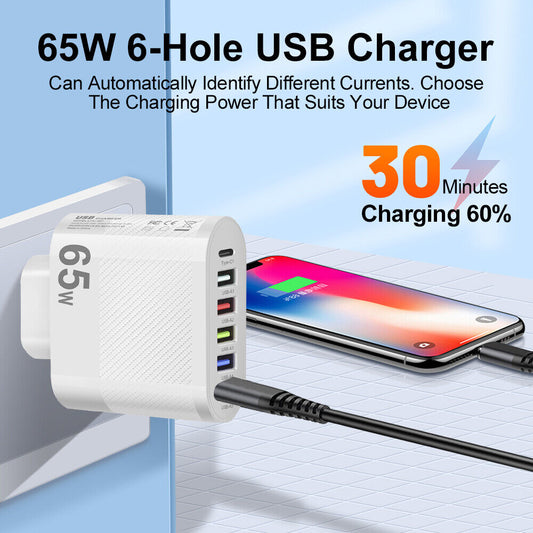 Mobile Phone Adapter 65W 5USB Type C