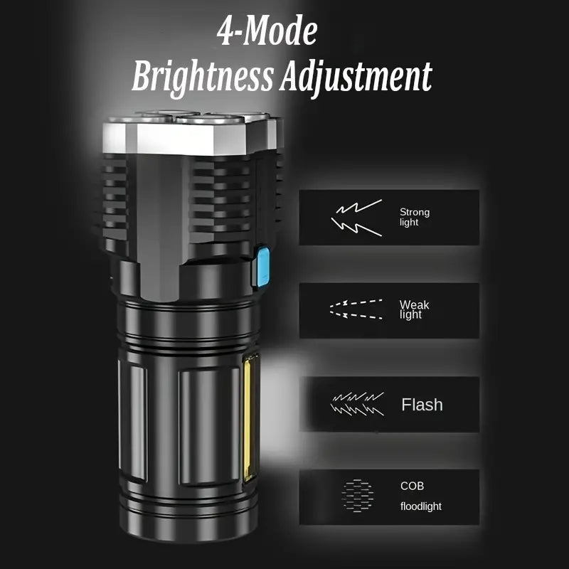 Multi-Functional Waterproof 4-Mode LED Flashlight