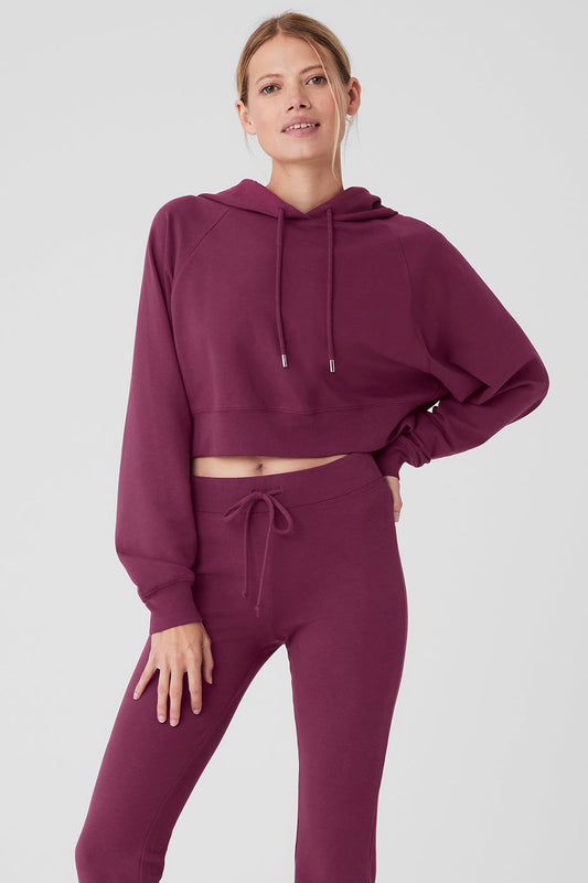 Cropped Double Take Hoodie - Wild Berry