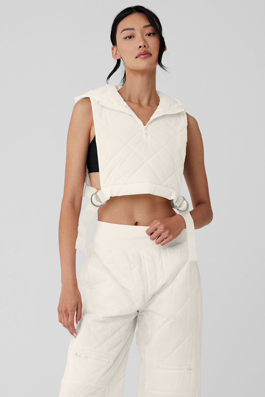 Cropped Snowrider Sleeveless Puffer Top - Ivory